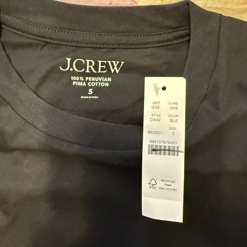 J. Crew New 100% Peruvian Pima Cotton Twisted Asymmetrical Black Tee NWT S